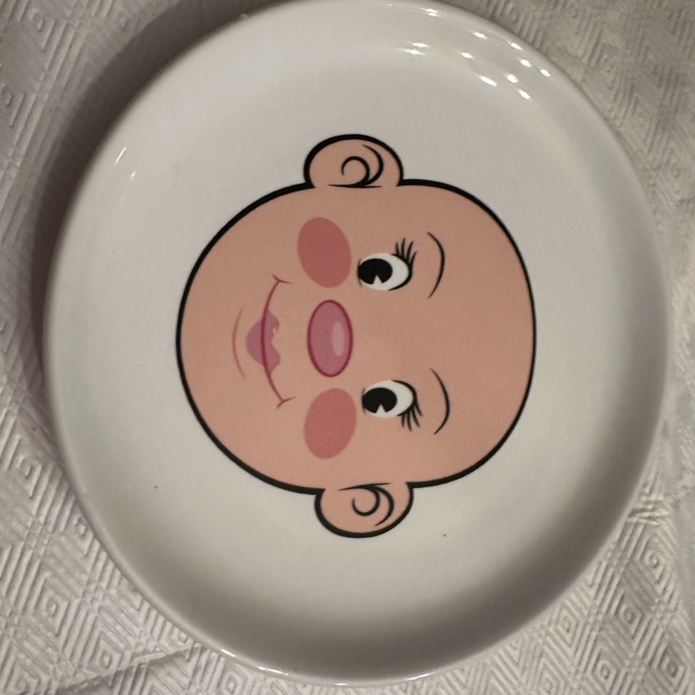 Genuine Fred, MS. FOOD FACE, Ceramic Activity Plate,White,8.5 inch diameter